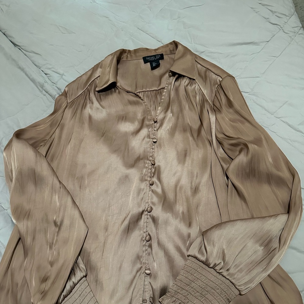 Rachel Zoe Satin Blouse in Bronze